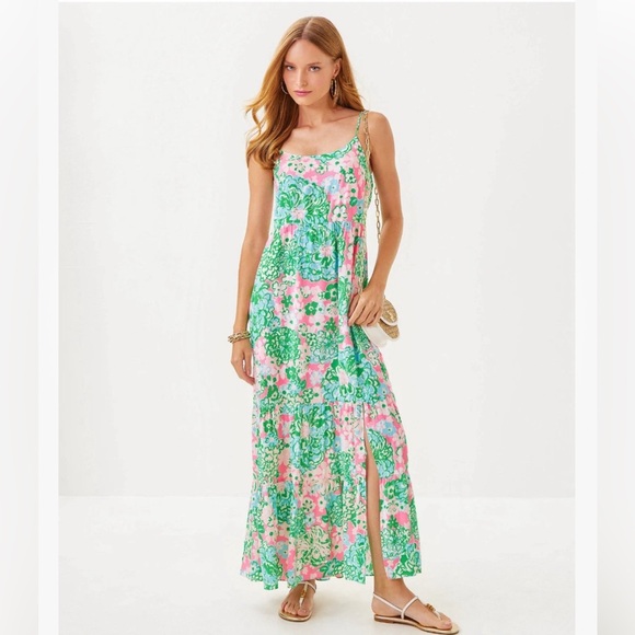 Lilly Pulitzer Dresses & Skirts - NWT Large Lilly Pulitzer Teresa Maxi Dress Multi Plumes In Bloom